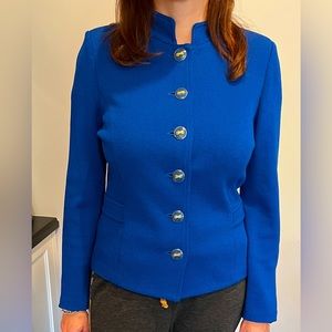 St John knit jacket size 4 military style royal blue color
